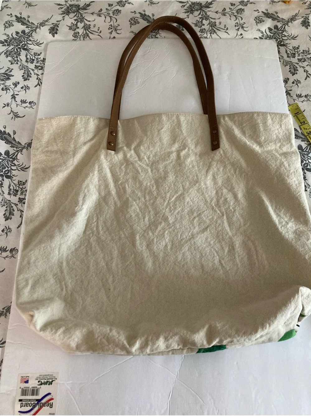 Cott n Curls / Canvas tote with flowers painted on front